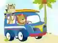Spel Schattige Dieren Met Auto's: Zoek de Verschillen online Spel Schattige Dieren Met Auto's: Zoek de Verschillen online