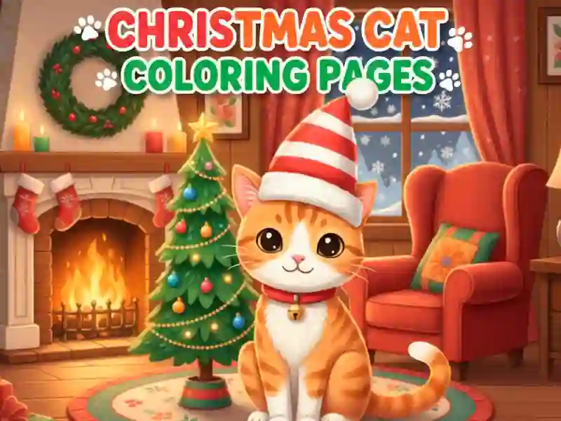 Spel Kerst kat kleurplaten online