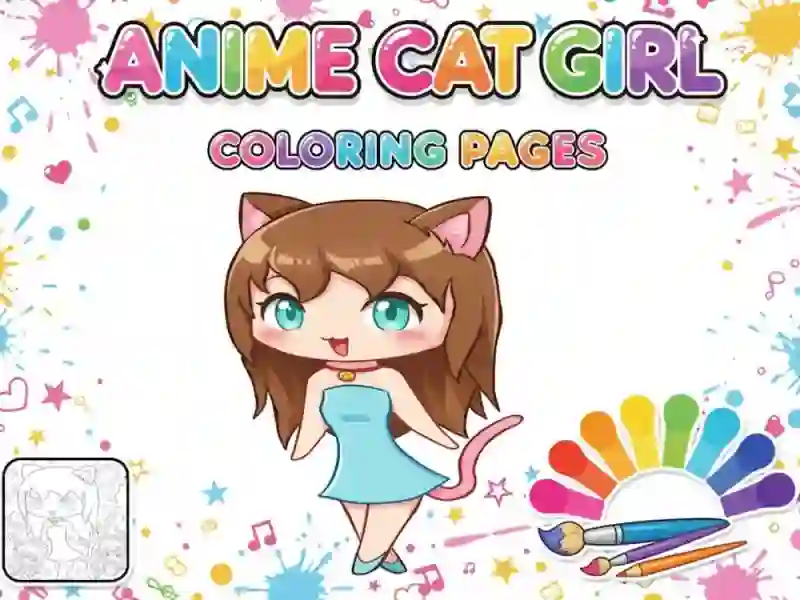 Spel Anime Kat Meisje Kleurplaten online