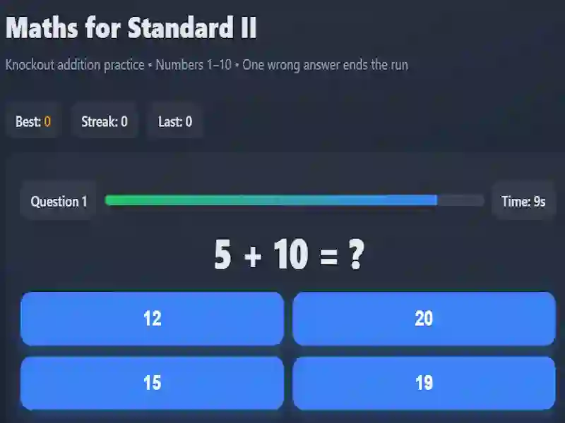 Spel Wiskunde voor standaard II online