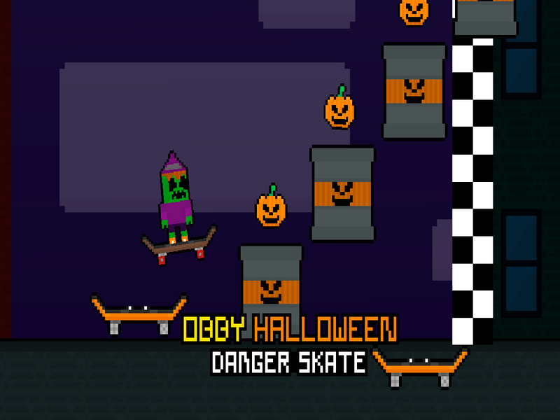 Spel Obby Halloween Danger Skate online